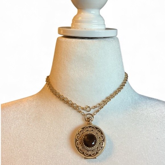 Avon Jewelry - Vtg 1975 Victorian Revival Avon Pocketwatch Style Locket w/ 30” Chain